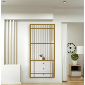 Настенное и напольное большое зеркало-окно в полный рост в золотой раме Оксфорд