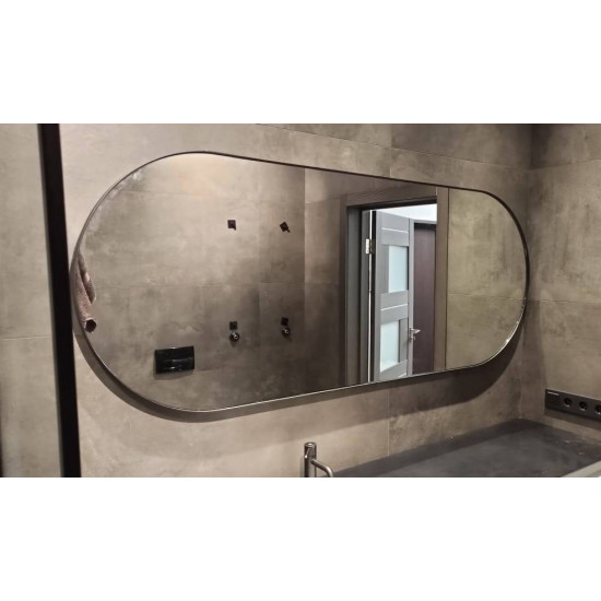Овальное зеркало капсульной формы в раме из нержавеющей стали Альта Хром