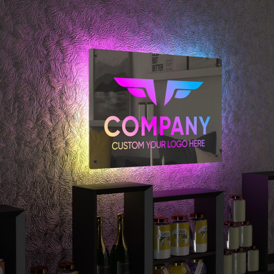 Зеркало с логотипом компании с неоновой RGB подсветкой E071