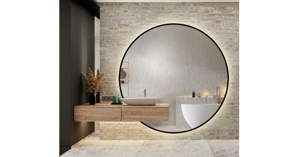 Круглое большое зеркало в раме с подсветкой с вырезом под консоль ...