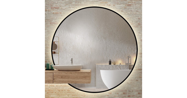 Круглое большое зеркало в раме с подсветкой с вырезом под консоль ...