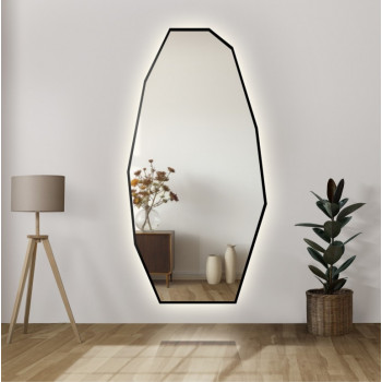 Зеркало многоугольное неправильной формы в полный рост с подсветкой в раме F025
