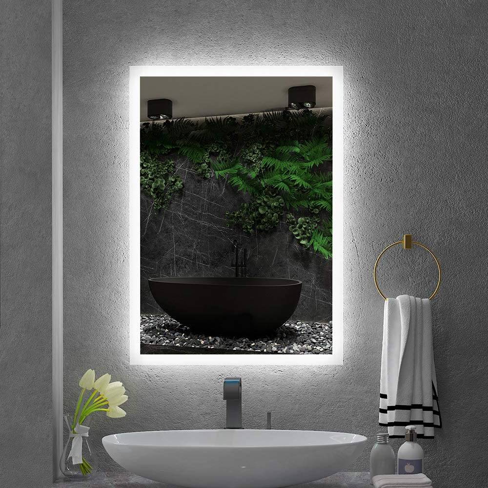 Зеркало в ванную комнату с полкой стеклянной - 85 фото