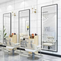 Зеркало с подсветкой большое в полный рост в чёрной раме Тренд 001