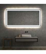 Зеркало в черной металлической раме с фронтальной и задней фоновой подсветкой по периметру Рэфорд 8