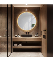 Круглое зеркало зеркало на орнаментированном стекле с подсветкой AG002