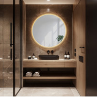 Круглое зеркало зеркало на орнаментированном стекле с подсветкой AG002