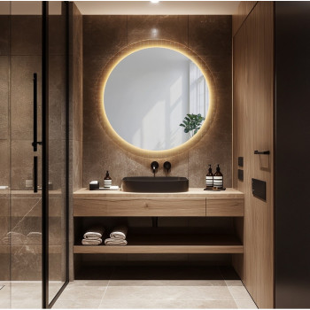 Круглое зеркало зеркало на орнаментированном стекле с подсветкой AG002