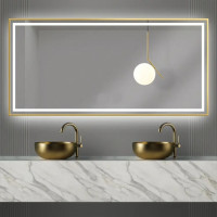  Зеркало с подсветкой в золотой раме Декор 04