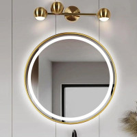 Круглое зеркало с фронтальной и задней фоновой подсветкой в золотой раме Декор 20