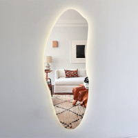 Зеркало в полный рост необычной формы с задней эмбилайт подсветкой Декор 01