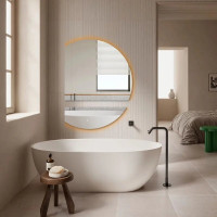 Настенное двойное зеркало в виде обрезанного круга с задней контурной подсветкой Делайт