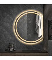 Зеркало в форме обрезанного сбоку круга с фронтальной и задней контурной подсветкой Луна Люкс