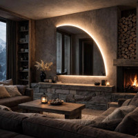 Зеркало четверть круга c задней фоновой подсветкой Эскалада 001