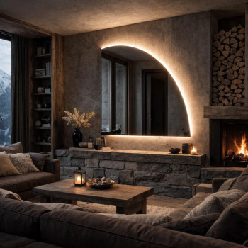 Зеркало четверть круга c задней фоновой подсветкой Эскалада 001