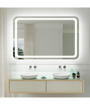 Зеркало с фронтальной и задней фоновой LED-подсветкой с закруглёнными углами Корнер 001