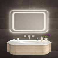 Зеркало с фронтальной и задней фоновой LED-подсветкой с закруглёнными углами Корнер 002