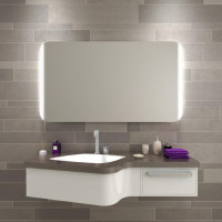 Настенное зеркало с боковой LED-подсветкой с закруглёнными углами Нота 001