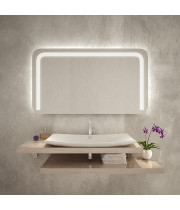 Настенное зеркало с фронтальной и задней фоновой LED-подсветкой с закруглёнными углами Нота 002