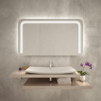 Настенное зеркало с фронтальной и задней фоновой LED-подсветкой с закруглёнными углами Нота 002