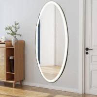 Овальное большое зеркало в полный рост с задней фоновой и фронтальной подсветкой Омега 02