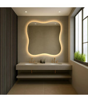 Зеркало органической асимметричной формы с задней контурной подсветкой Паскаль