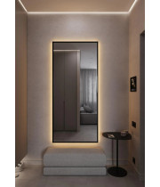 Зеркало в полный рост чёрной металлической раме с задней контурной подсветкой Рэфорд 9