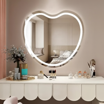 Зеркало с фронтальной и задней фоновой подсветкой в форме сердца Декор 35