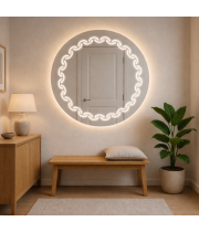 Круглое зеркало с подсветкой с орнаментом в виде цепочки Шанталь