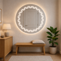 Круглое зеркало с подсветкой с орнаментом в виде цепочки Шанталь