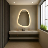 Настенное зеркало органической формы с парящей контурной подсветкой TH005