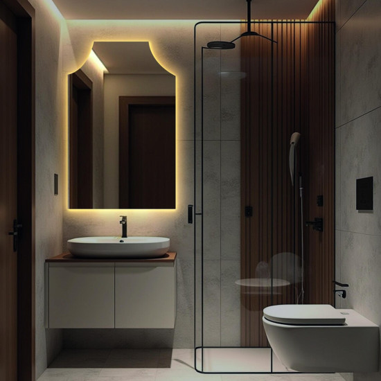 Зеркало с подсветкой в форме прямоугольника с криволинейным верхом Триана 003