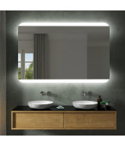 Настенное зеркало с верхней и нижней LED-подсветкой с закруглёнными углами Триом 002