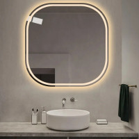 Квадратное зеркало с закруглёнными углами с фронтальной и задней LED подсветкой Венето 004