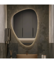 Зеркало с задней парящей подсветкой в форме гальки VM012