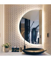 Полукруглое дизайнерское зеркало со cветодиодной декоративной LED подсветкой Амини