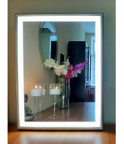Зеркало в деревянной раме с LED подсветкой Эксл Роуз Тёплое серебро
