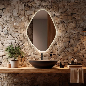 Необычное зеркало с парящей эмбилайт подсветкой E059