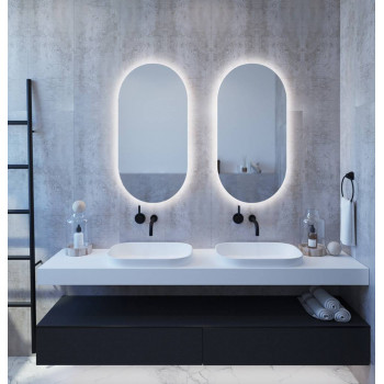 Овальное настенное зеркало в ванную с задней подсветкой Мэриэнн-Р 60х100 см