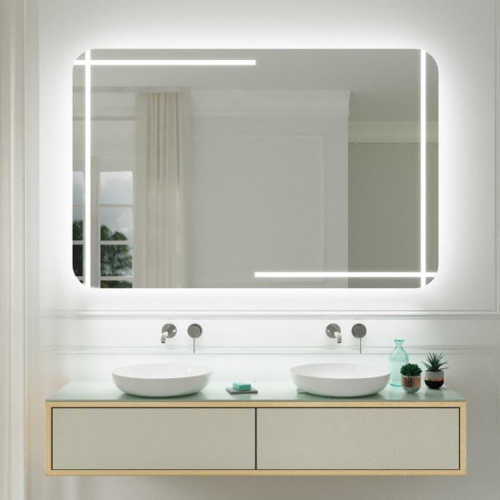 Зеркало настенное с закруглёнными углами со светодиодной LED-подсветкой Рэйден