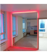 Большое зеркало с задней RGB эмбилайт подсветкой в металлической раме Рэйнбоу