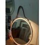 Круглое капитанское зеркало на кожаном ремне со светодиодной LED-подсветкой 