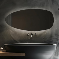 Зеркало необычной органической формы с парящей эмбилайт LED подсветкой Сантьяго