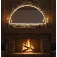 Полукруглое зеркало с контурной парящей светодиодной подсветкой TH006