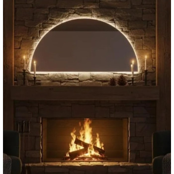 Полукруглое зеркало с контурной парящей светодиодной подсветкой TH006