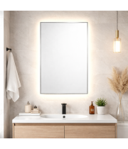 Зеркало с задней интерьерной подсветкой в алюминиевой раме Серебро Алюминиум 004