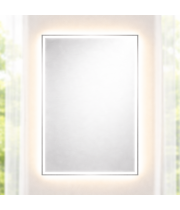 Зеркало с фронтальной и задней фоновой подсветкой в серебряной алюминиевой раме Алюминиум 005