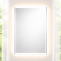 Зеркало с фронтальной и задней фоновой подсветкой в серебряной алюминиевой раме Алюминиум 005