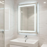 Зеркало с фронтальной и задней интерьерной подсветкой в алюминиевой раме Серебро Алюминиум 006