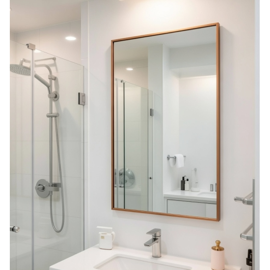 Зеркало в оранжевой алюминиевой раме Алюминиум 008